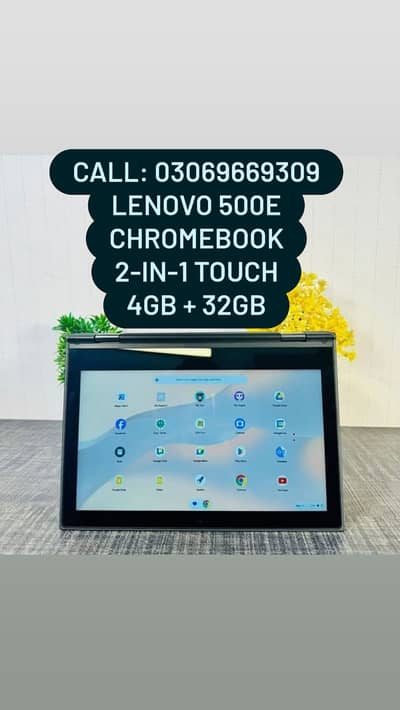 Lenovo 500e ChromeBook 2-in-1 Touch Screen 360° Rotation 4GB Ram