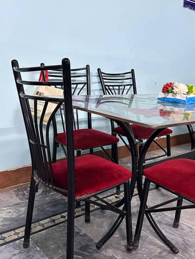 Iron Dinning table with six chairs