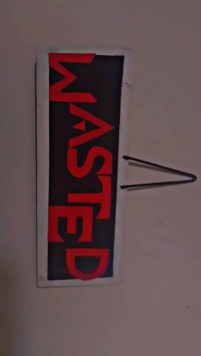 Handmade "WASTED" Wall Decor / Room Sign Board – Excellent Condition