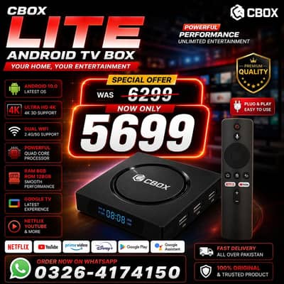 CBOX LITE LATEST ANDROID TV BOX WITH VOICE REMOTE 8GB/128GB