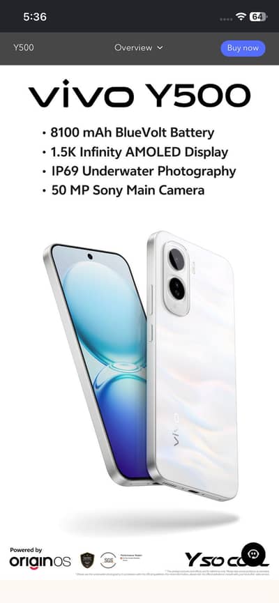 Vivo Y500 8/256 – Brand New, Sirf 1 Hours Pehle Box Open kiya