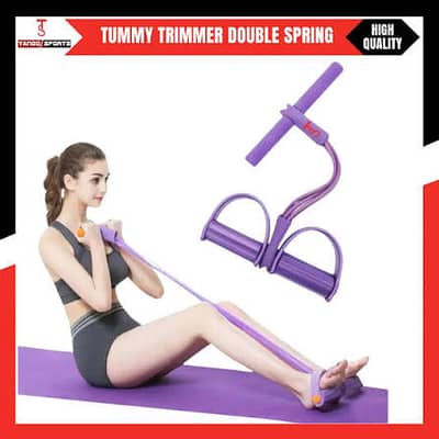 Rubber Tummy Trimmer: Double Pull Rope Resistance Bands for Home Gym