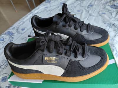Puma Palermo Leather, Black-Feather Gray-Gum (Size UK 5, EU 38, US 6)
