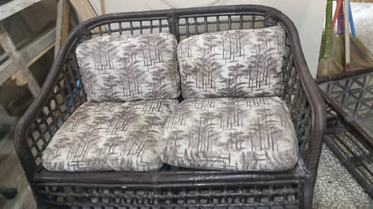 4 seater cane sofa set with table