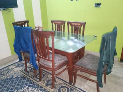 Elegant Double Mirror 6-Seater Dining Table