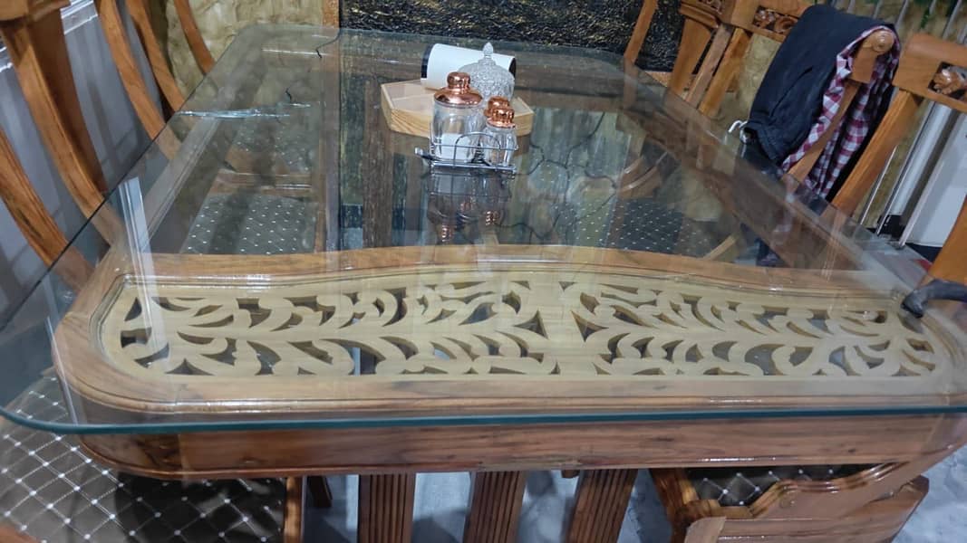 Dining table with chairs solid wooden 2