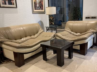 5 Seater Sofa Set - Leather and Solid Wood