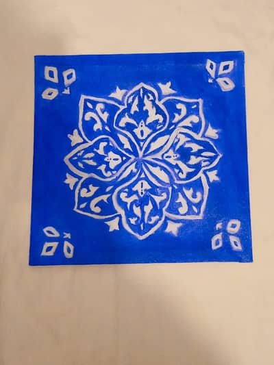 Original Handmade Multani Art Painting | Blue Floral Wall Decor | Home