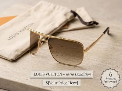 Original Louis Vuitton Sunglasses - Gold Frame, 10/10 Condition