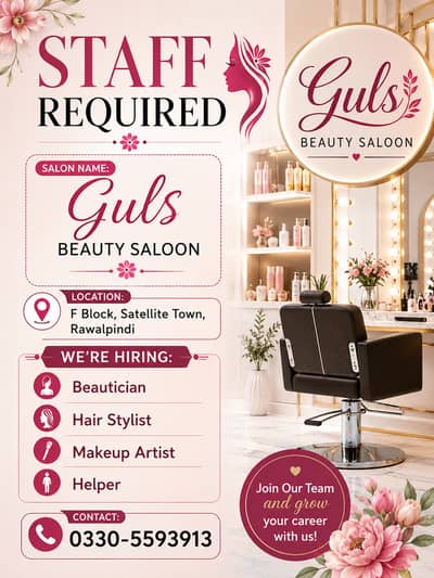 Staff Required for Beauty Saloon