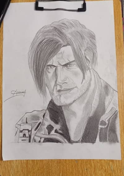 Sketch of Leon S Kennedy from Re9 contact 03109626770
