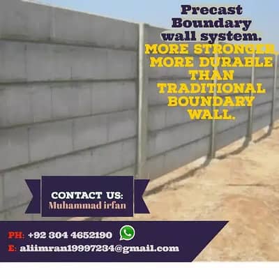 Boundary wall/Precast boundary wall/Girders/slabs/control shed roof