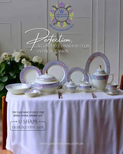 61 Pcs 8 person serving bone dinner set