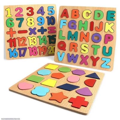 wooden Abc  number shape puzzles
