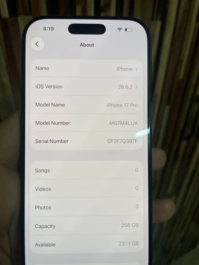 iPhone 17 Pro 256 GB NON PTA LLA MODEL ( JV )