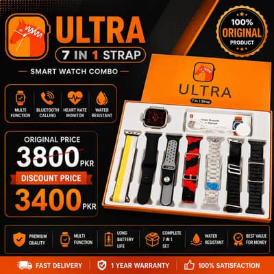 Ultra smart watch with 7 Premium Straps Big 2.01Display New BoxPack