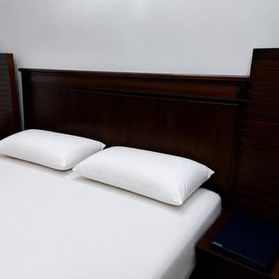 Interwood King Size Wooden Bed Set with 2 Side Tables (No Mattress)
