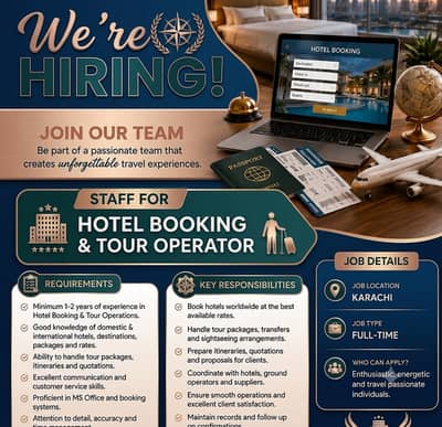 We're Hiring – Hotel Booking & Tour Operator Staff