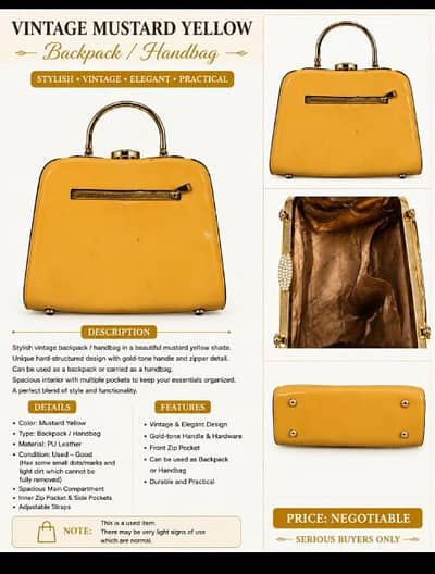vintage yellow mustard hand bag good condition