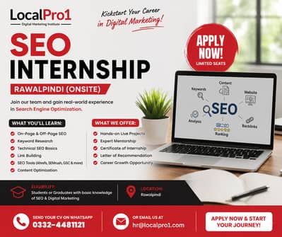 SEO Internship – Paid/Unpaid | Freshers Welcome | Rawalpindi