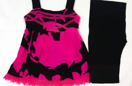 Baby Girl New 2 Piece Dress Set (1–2 Years) – Pink & Black