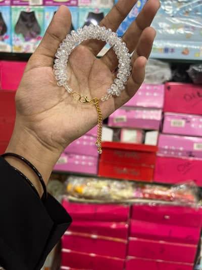 Crystal Bracelet with Gold Adjustable Chain/Crystal Beads