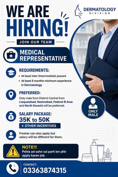 Mature and Hard Working Medical representative