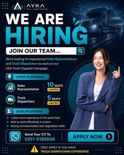 Hiring Sales agents & dispatchers for USA truck dispatch