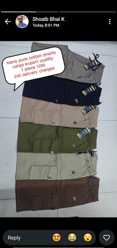 Mens Pure cotton Cargo Pents & Shorts