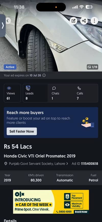 Honda Civic VTi Oriel Prosmatec 2019