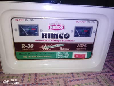 Rimco R-30 Classic Timer Automatic Voltage Stabilizer (3000 Watts).