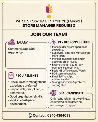 Store manager Required