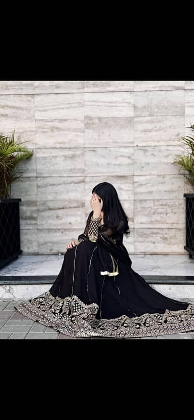 Elegant Black Anarkali Maxi with Dupatta
