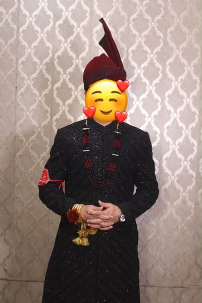 Wedding Sherwani Set with Kulla, Patka & Haar – Like New (Used Once)