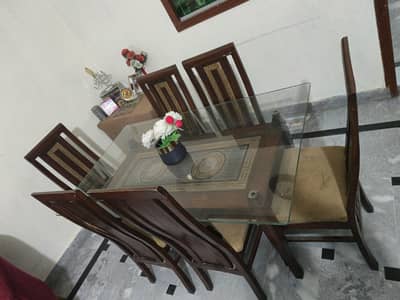 6 chair dining table mirror glass