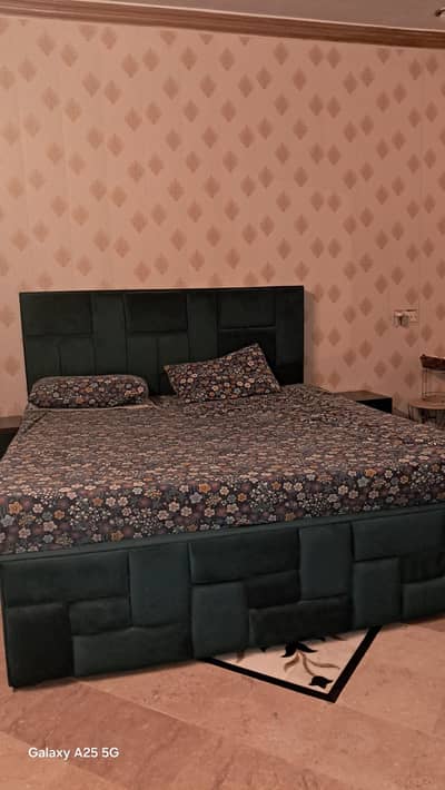 Bed with side tables and dressing table (without mattress)