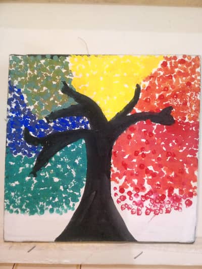 Handmade Colorful Tree Canvas Wall Hanging 7×8Inch| Dot art homedecore