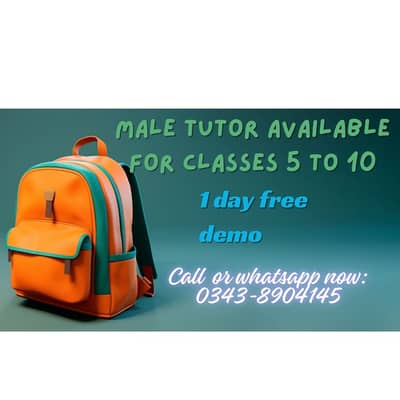 Professional Male Tutor Available for Classes 5 to 10