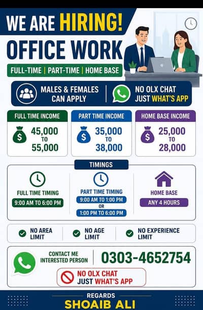 we are hiring male and female staff for online and office work