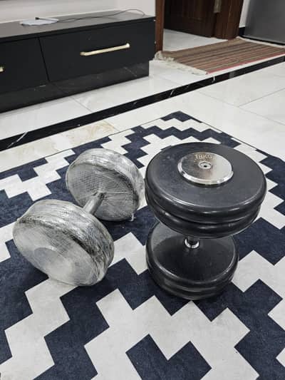 18Kg Rubber-Coated Dumbbell Pair. Total Weight 36Kg.