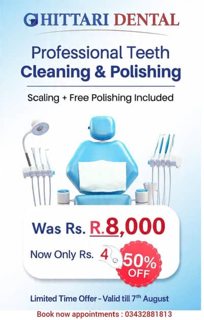 Deep scaling cleaning with confident smile .