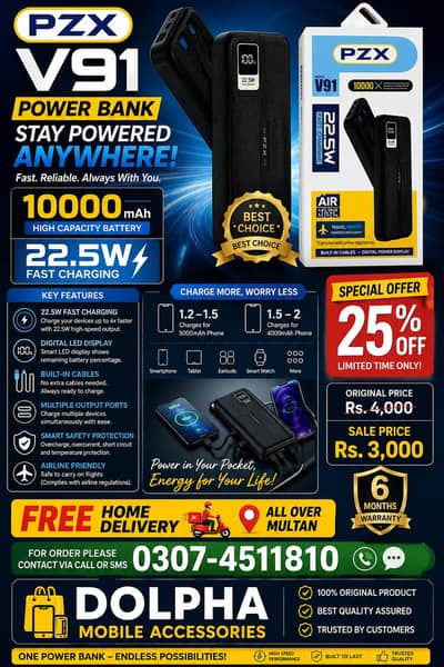PZX V91(10,000 mAh Power bank available