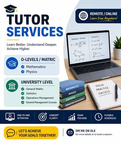 Online Remote Tutoring Services Available