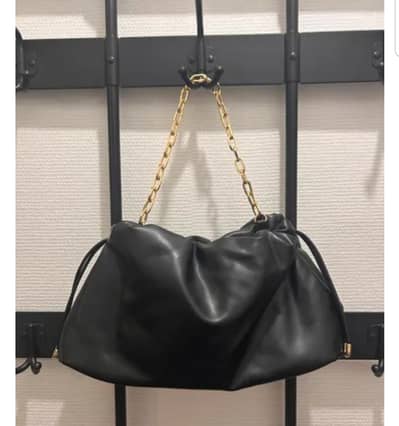 Rita Ora _Branded black gathered slouchy shoulder bag