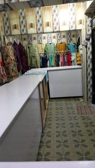 boutique setup with material