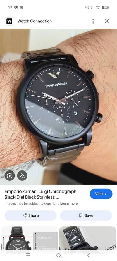 Armani Classic Black Mat Case Stainless Steel