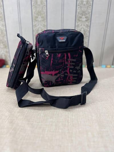 Stylish Graffiti  Crossbody Bag Blue Pink Adjustable Strap