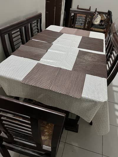 Wood dining table with 6 chairs