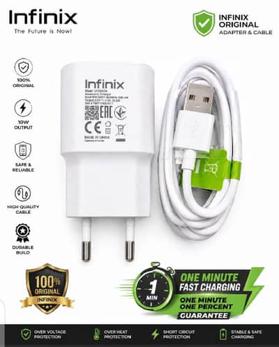 Infinix Original 10 Walt Charger Adapter Usb Cable set