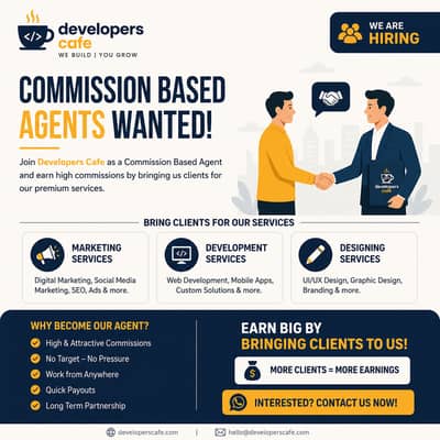 Commission Based Sales Agents Required | Earn by Bringing Clients